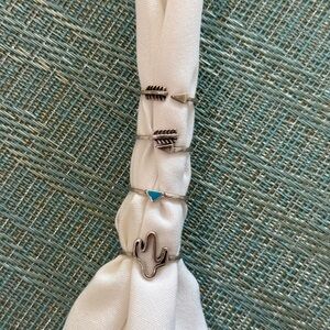 Silver and Turquoise Ring Set Size 8